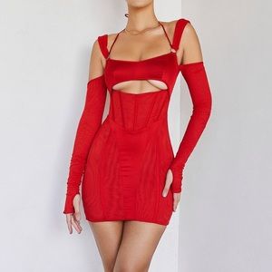 Mistress Rocks Mon Amour Scarlet Red Mesh Cutout Mini Dress